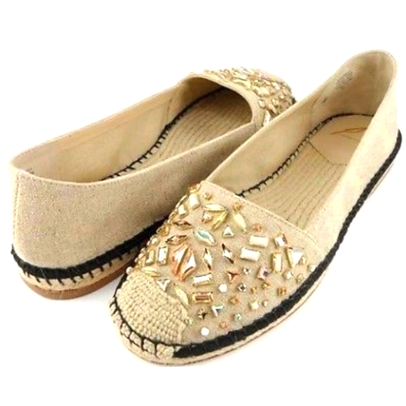 Brian Atwood Shoes - Womens Flats~B Brian Atwood Natural Jeweled Espadrills~Size 11